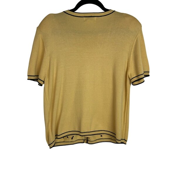 Vintage‎ Alfred Dunner Grandmacore Sz PLarge Yellow Cardigan Floral Embroidery - Picture 5 of 8